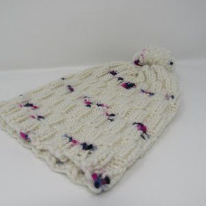 Handcrafted Knitted Hat Beanie Textured Pom Pom